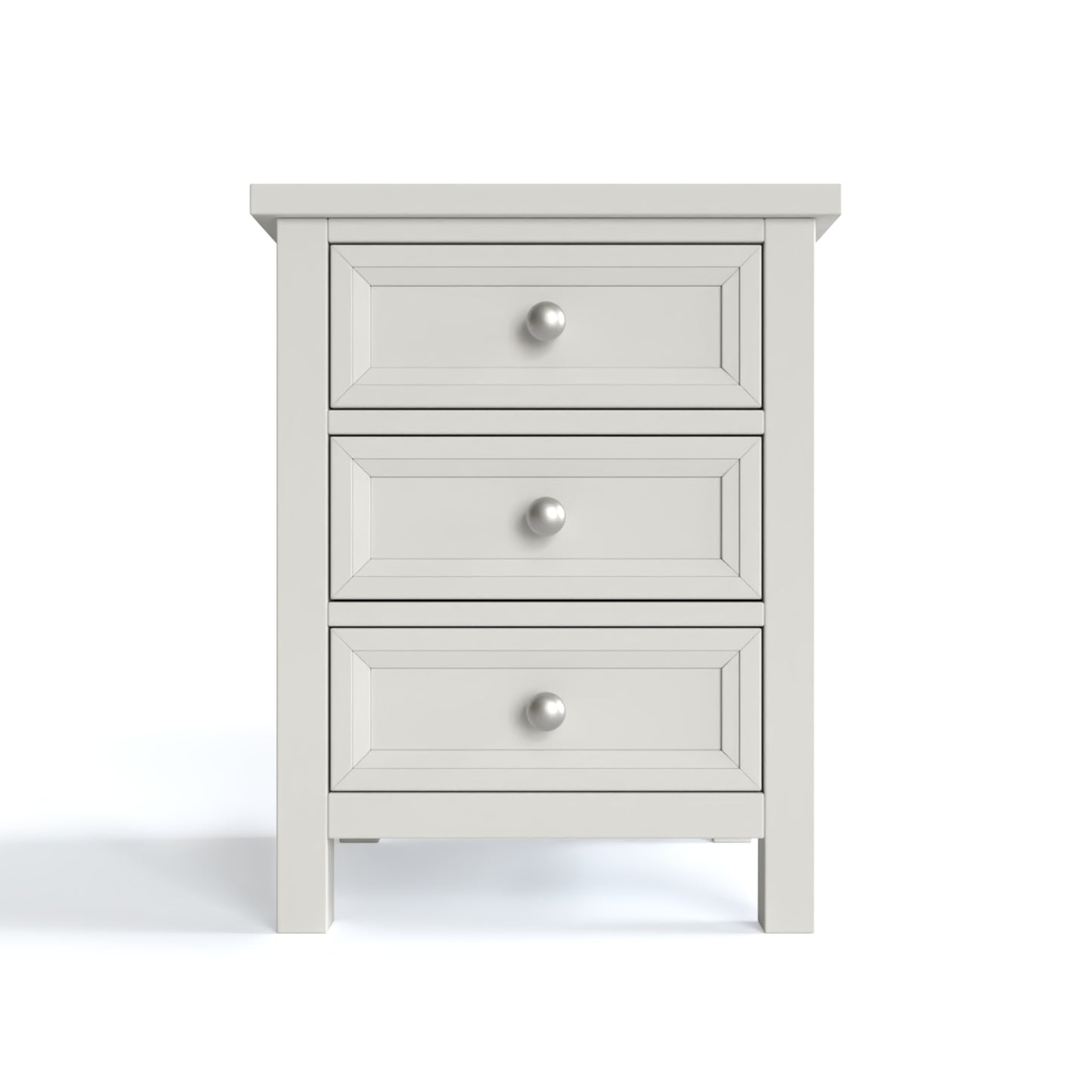 Maine 3 Drawer Beside Chest in grey has 3 drawers. By Julian Bowen.