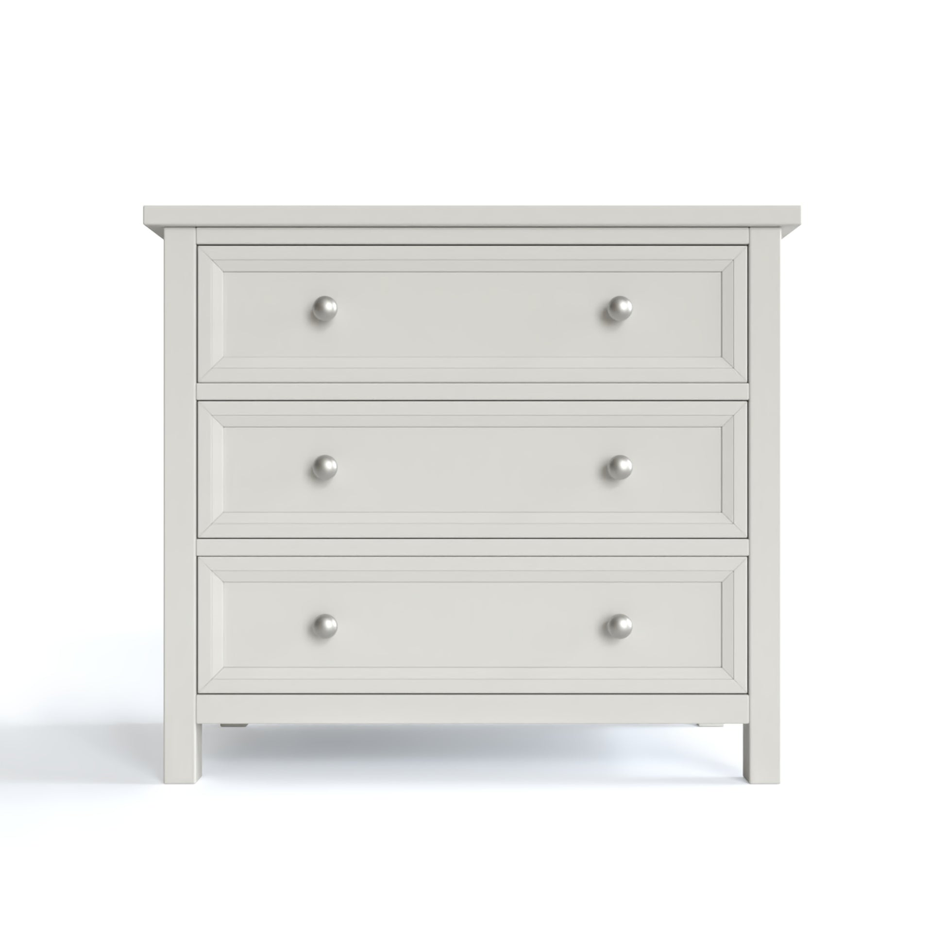 Maine 3 Drawer Chest in grey has 3 wide drawers. By Julian Bowen.