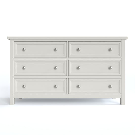 Maine 6 Drawer Chest in grey has a square-edged top, with 6 equal drawers in two columns. By Julian Bowen.