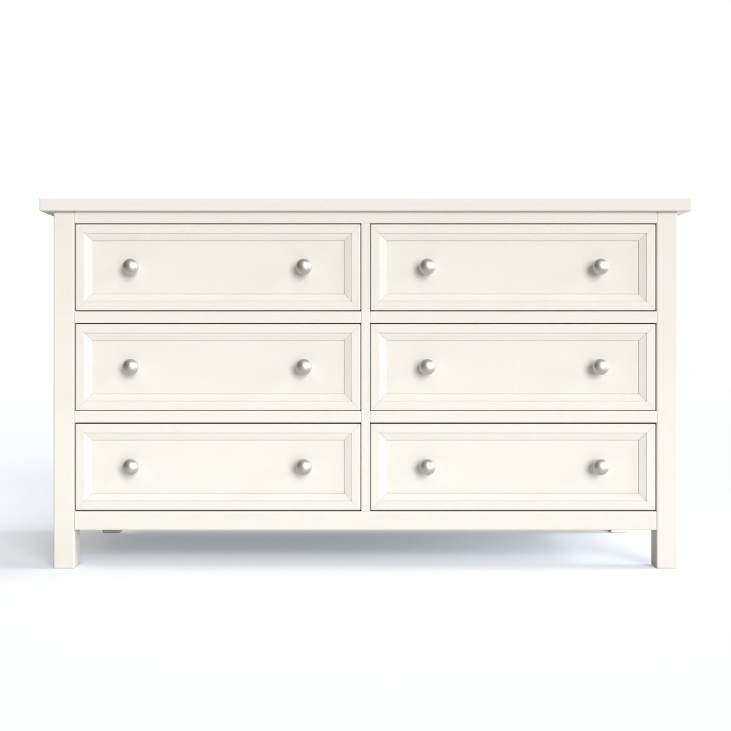 Maine 6 Drawer Chest in white has a square-edged top, with 6 equal drawers in two columns. By Julian Bowen.