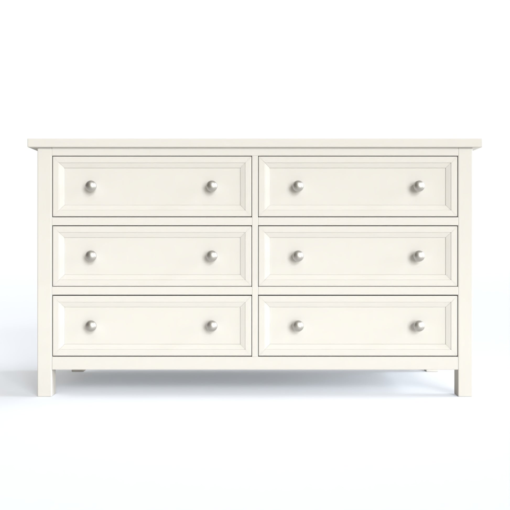 Maine 6 Drawer Chest in white has a square-edged top, with 6 equal drawers in two columns. By Julian Bowen.