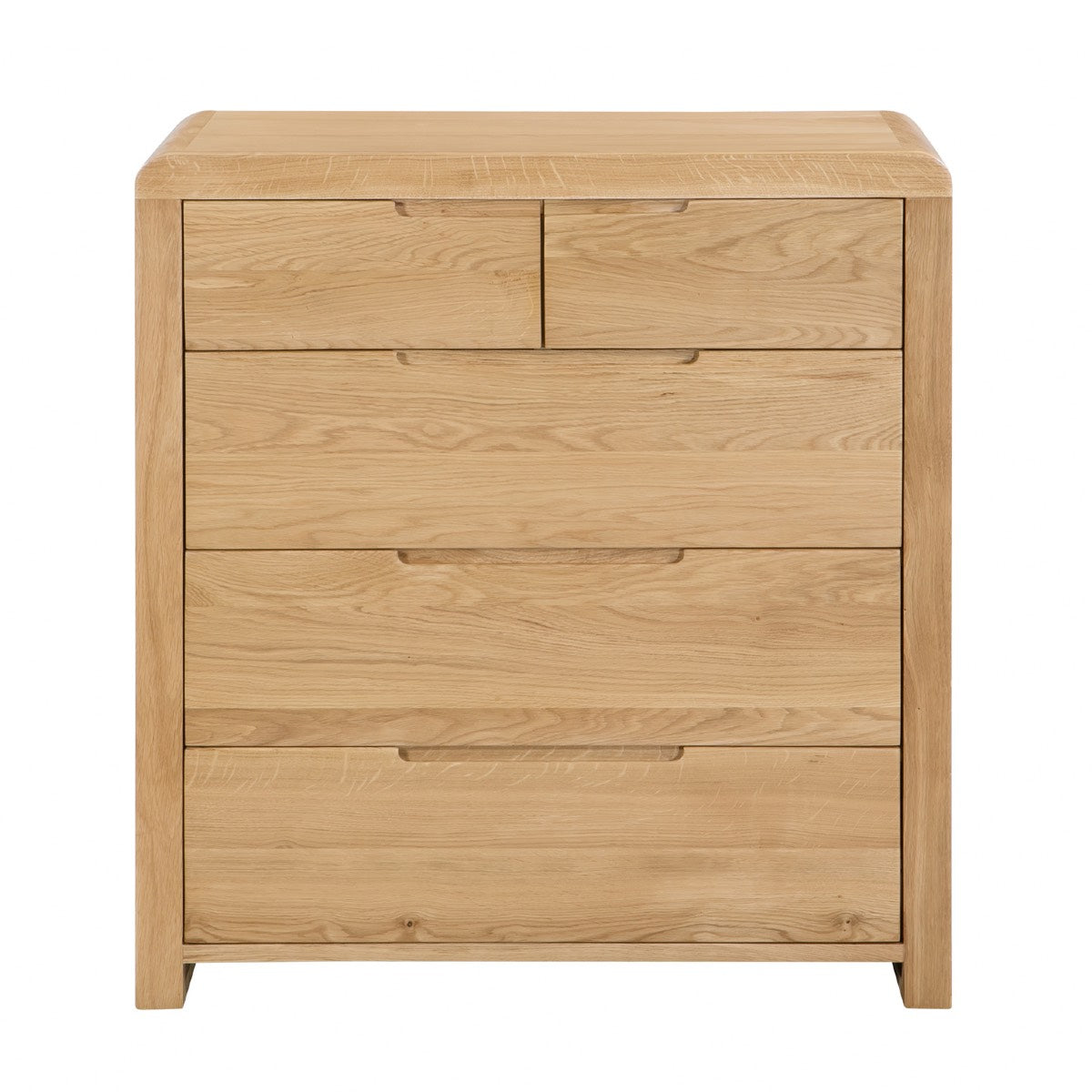 Julian Bowen Curve 3+2 Drawer Chest. Front view cut-out image on white background.