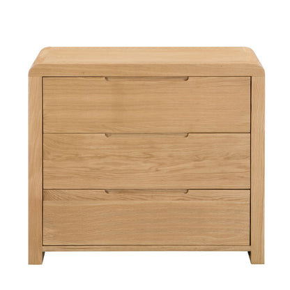 Julian Bowen Curve 3 Drawer Chest. Front view cut-out image on a white background.