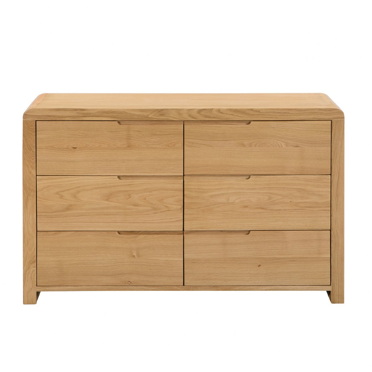 Julian Bowen Curve 6 Drawer Chest. Front view cut-out image on a white background.