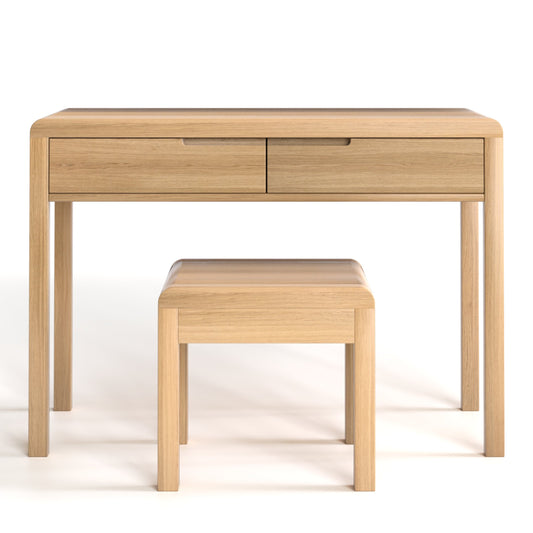 Julian Bowen Curve Dressing Table & Stool. Cut-out image on a white background.