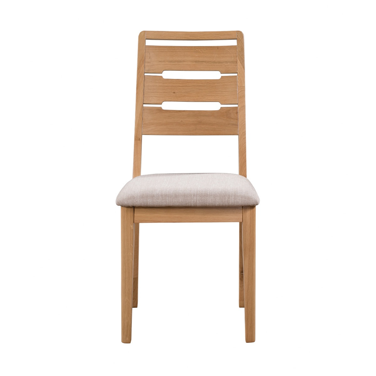 Julian Bowen Curve Oak Dining Chair. Front view cut-out image on a white background.