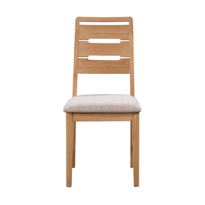 Julian Bowen Curve Oak Dining Chair. Front view cut-out image on a white background.