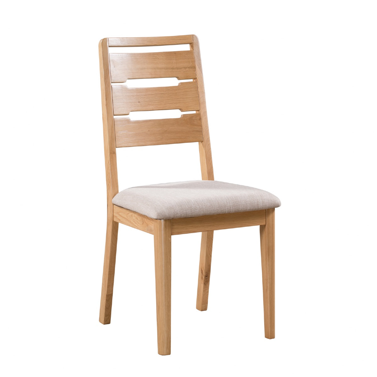 Julian Bowen Curve Oak Dining Chair. Angled front view cut-out image on a white background.