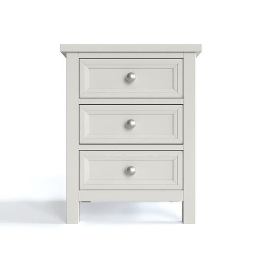 Maine 3 Drawer Beside Chest in grey has 3 drawers. By Julian Bowen.