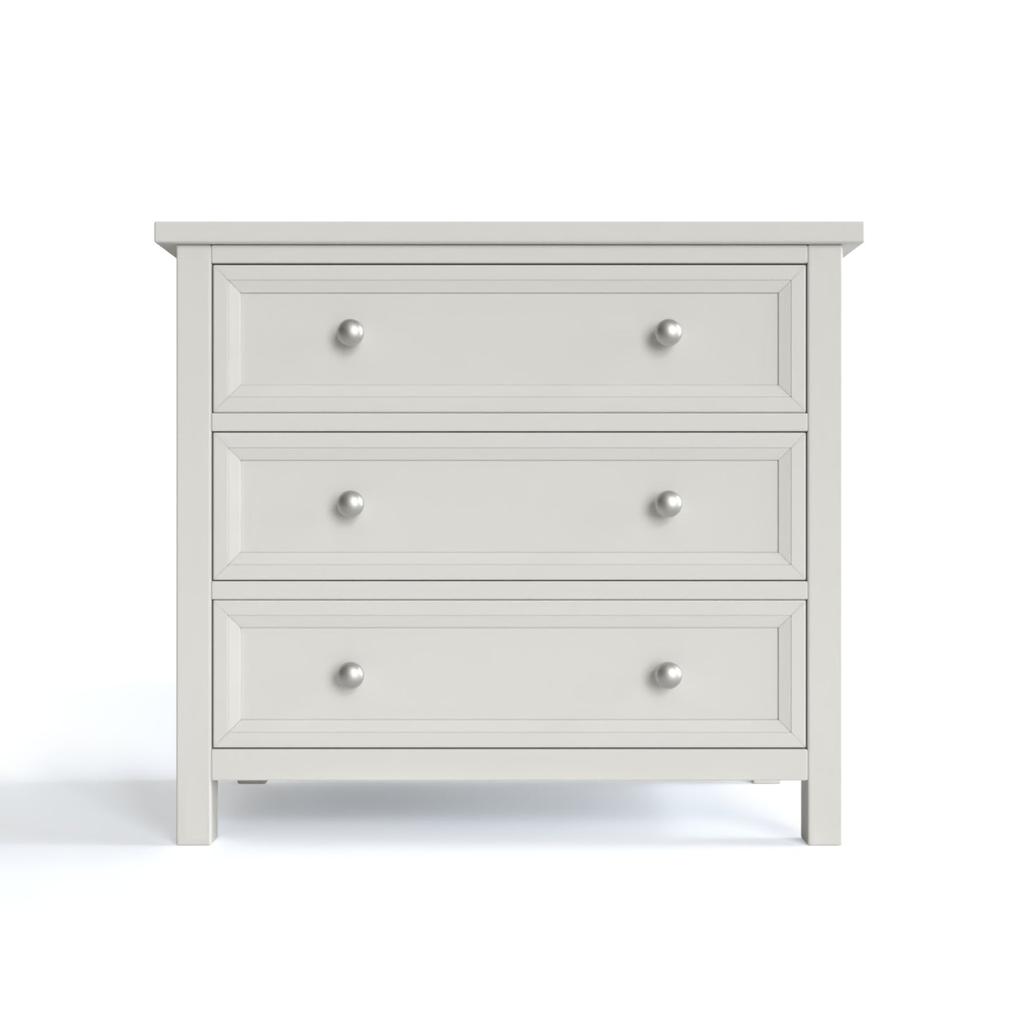 Maine 3 Drawer Chest in grey has 3 wide drawers. By Julian Bowen.