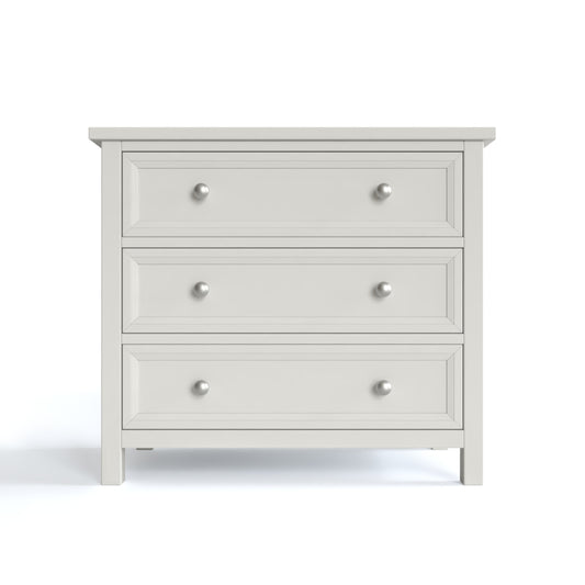 Maine 3 Drawer Chest in grey has 3 wide drawers. By Julian Bowen.