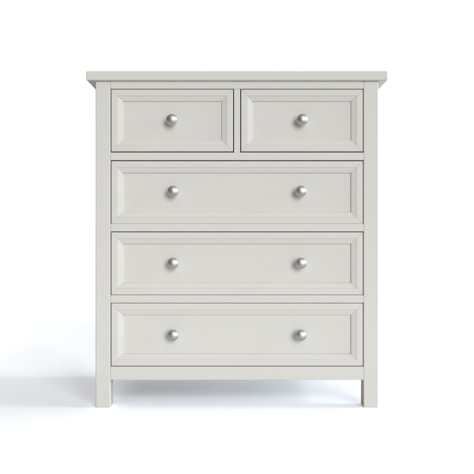 Maine 3 + 2 Drawer Chest in grey has 3 wide drawers with 2 smaller drawers above. By Julian Bowen.