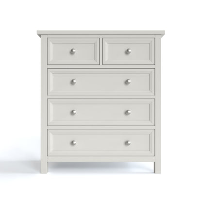 Maine 3 + 2 Drawer Chest in grey has 3 wide drawers with 2 smaller drawers above. By Julian Bowen.
